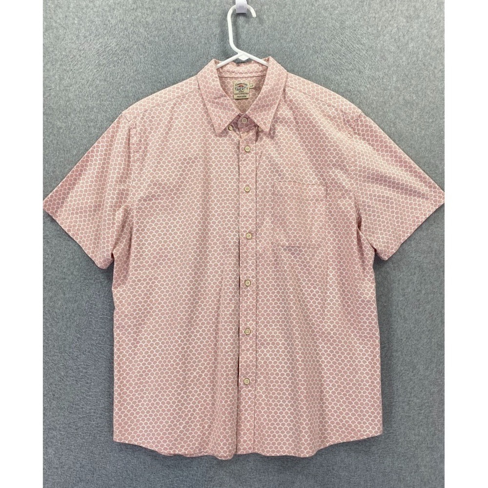 Faherty Mens‎ Shirt XL Button Up Short Sleeve Pink Organic Cotton Preppy Western